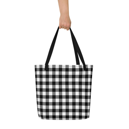 Sunny Days Large Shopper Tote Bag in Black Gingham | Pinup Couture