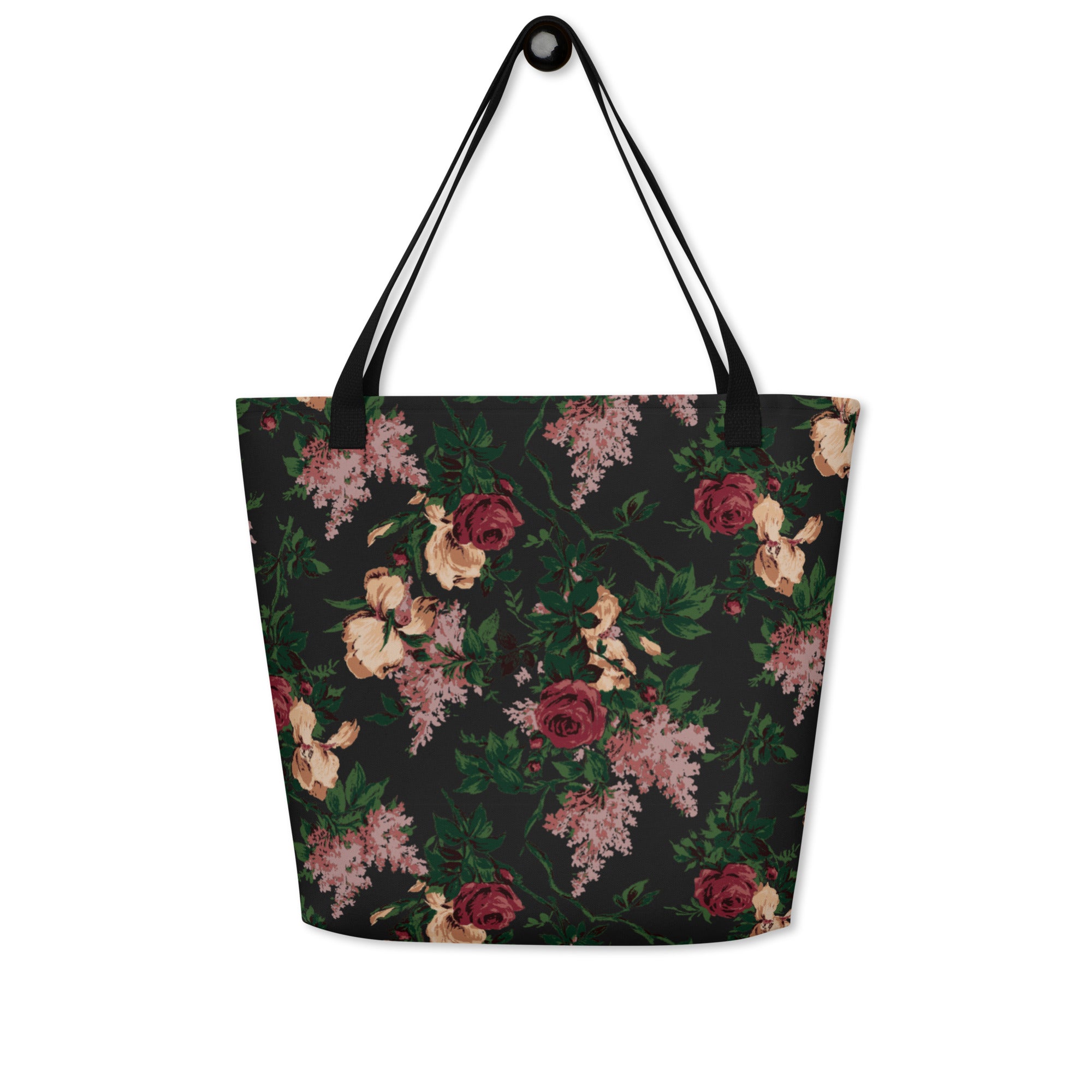 Bethany Oversized Tote Bag in Dark Bella Roses Print