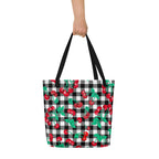 Bethany Cherry Girl Black Gingham Print Oversized Tote Bag