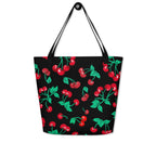 Bethany Cherry Girl Black Oversized Tote Bag