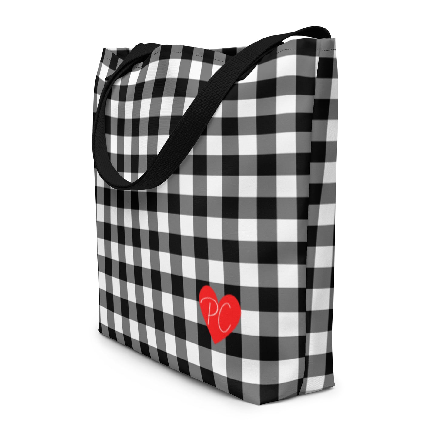 Sunny Days Large Shopper Tote Bag in Black Gingham | Pinup Couture