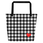 Sunny Days Large Shopper Tote Bag in Black Gingham