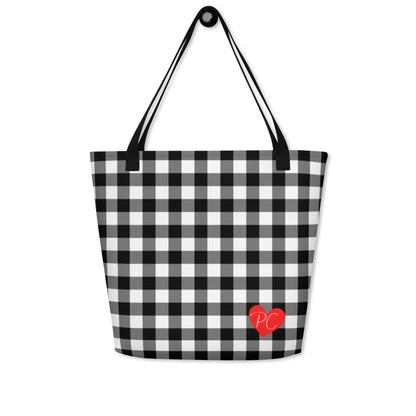 Sunny Days Large Shopper Tote Bag in Black Gingham | Pinup Couture