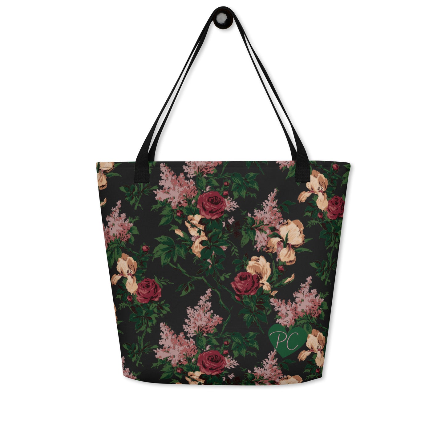 Bethany Oversized Tote Bag in Dark Bella Roses Print | Pinup Couture Relaxed