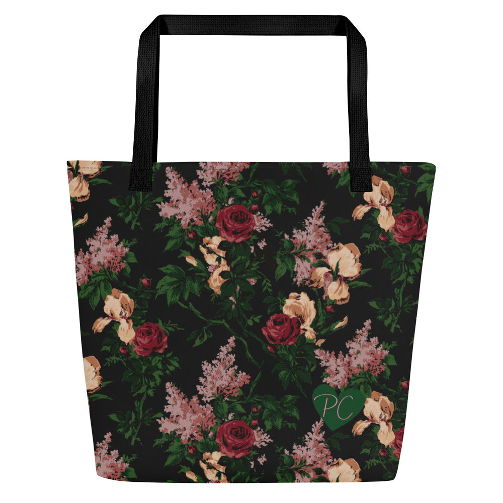 Bethany Oversized Tote Bag in Dark Bella Roses Print