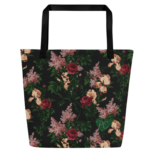 Bethany Oversized Tote Bag in Dark Bella Roses Print