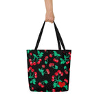 Bethany Cherry Girl Black Oversized Tote Bag