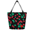 Bethany Cherry Girl Black Oversized Tote Bag