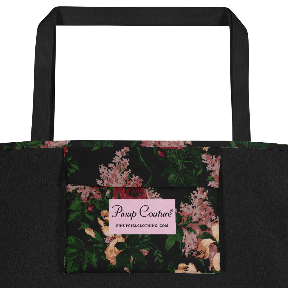 Bethany Oversized Tote Bag in Dark Bella Roses Print