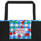 Bethany Cherry Girl Blue Gingham Print Oversized Tote Bag