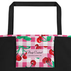Bethany Cherry Girl Pink Gingham Oversized Tote Bag