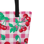 Bethany Cherry Girl Pink Gingham Oversized Tote Bag