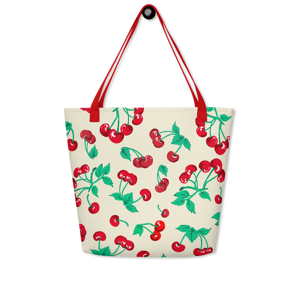Bethany Large Shopper Tote Bag in Antique Ivory Cherry Girl