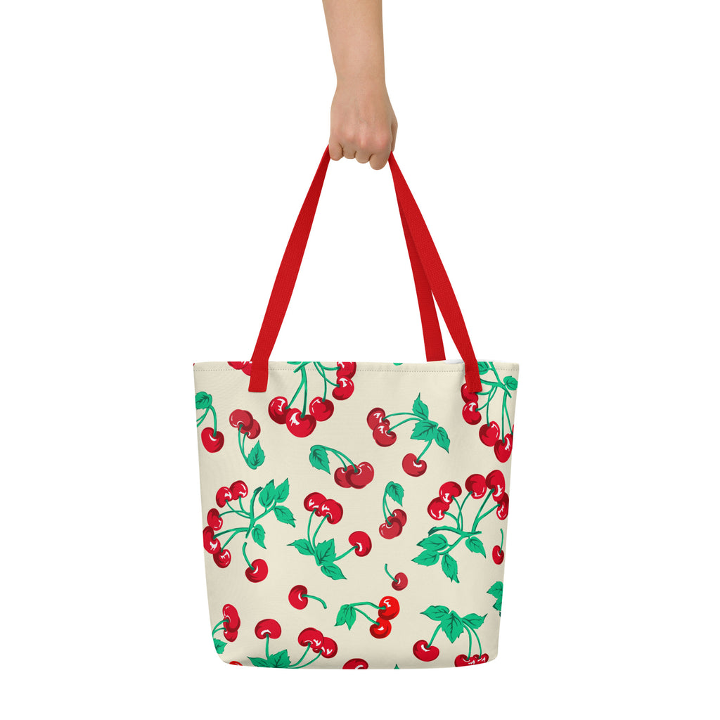 Bethany Large Shopper Tote Bag in Antique Ivory Cherry Girl