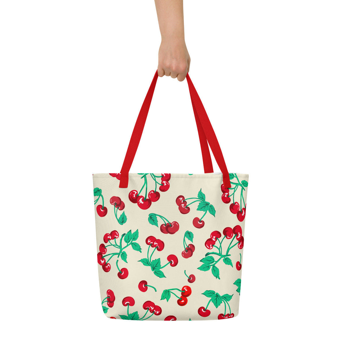 Bethany Large Shopper Tote Bag in Antique Ivory Cherry Girl