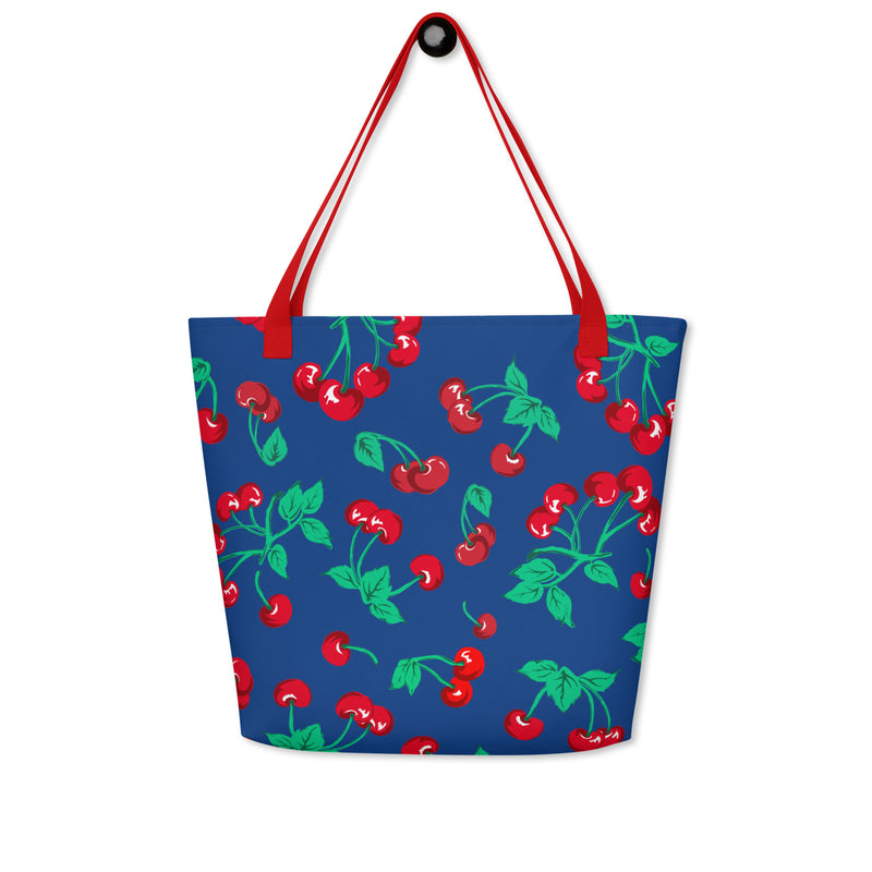 Bethany Cherry Girl Dark Blue Oversized Tote Bag