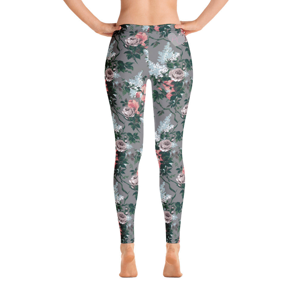 Grey J'Adore Bella Roses Stretch Leggings | Pinup Couture Relaxed
