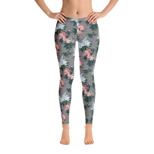 Grey J'Adore Bella Roses Stretch Leggings | Pinup Couture Relaxed