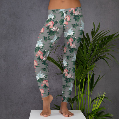 Grey J'Adore Bella Roses Stretch Leggings | Pinup Couture Relaxed