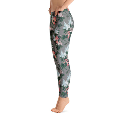 Grey J'Adore Bella Roses Stretch Leggings | Pinup Couture Relaxed