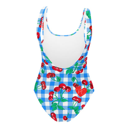 Rory Blue Gingham Cherry Girl One-Piece Swimsuit | Pinup Couture Swim