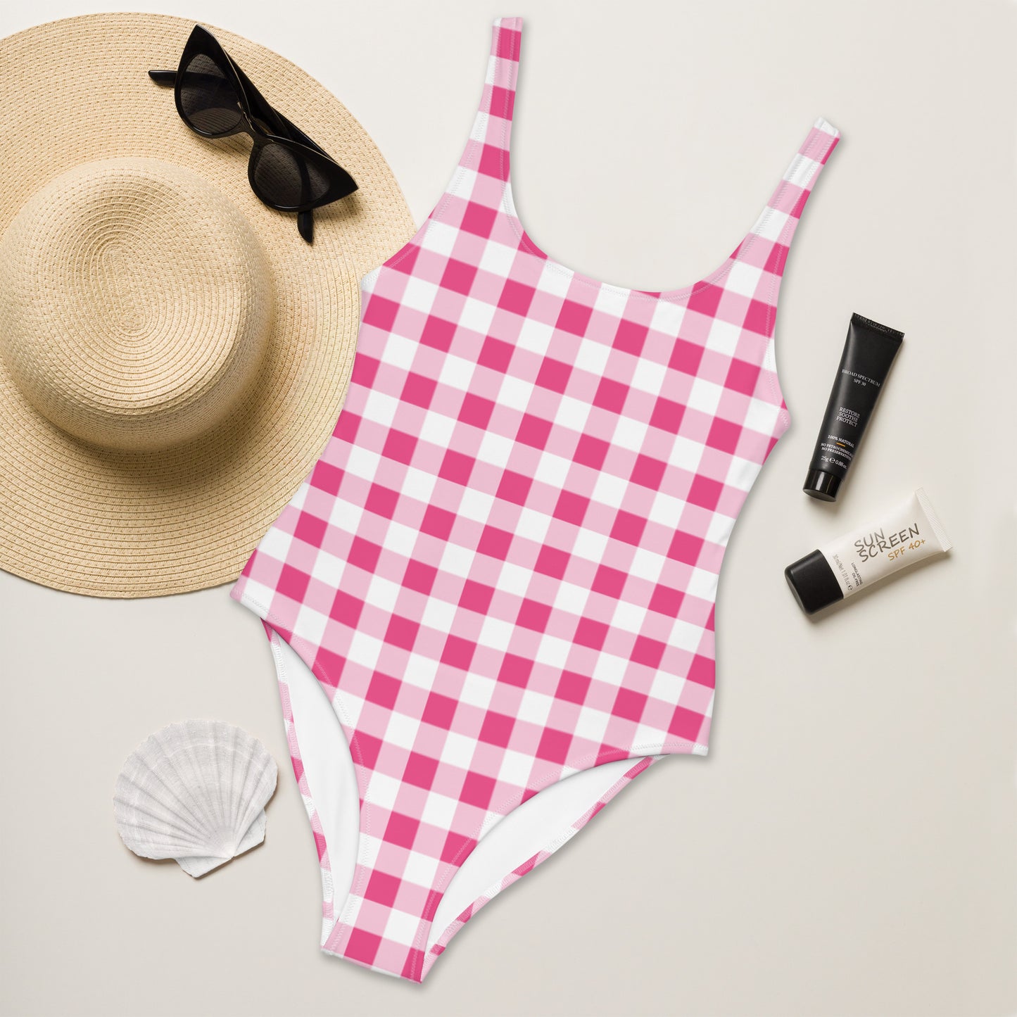 Rory Everything Nice Pink Gingham One-Piece Swimsuit | Pinup Couture Swim