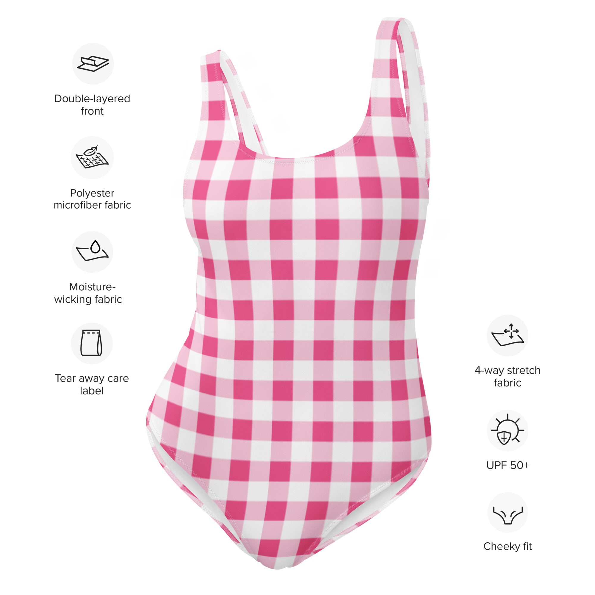 pinupgirlclothing.com Rory Everything Nice Pink Gingham One-Piece Swimsuit | Pinup Couture Swim M