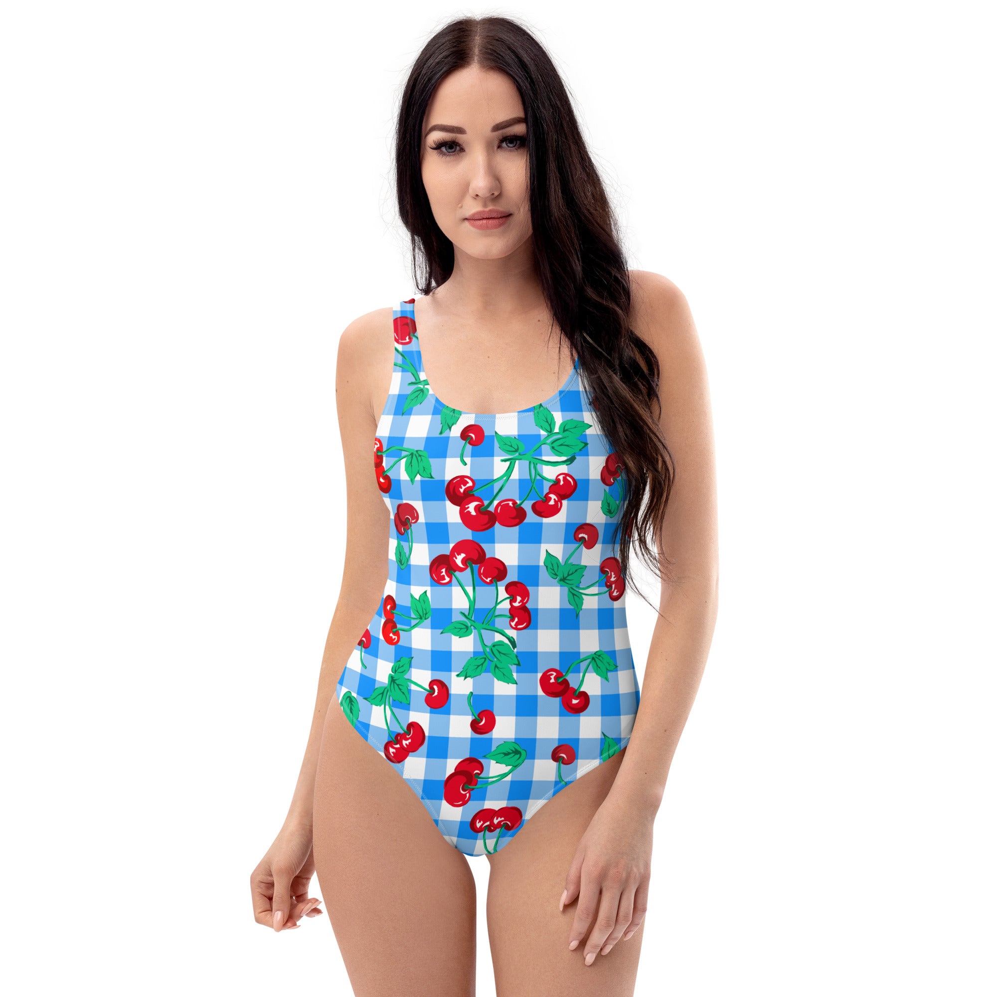 Rory Blue Gingham Cherry Girl One-Piece Swimsuit