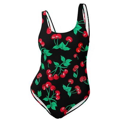 Rory Black Coffee Cherry Girl One-Piece Swimsuit | Pinup Couture Swim