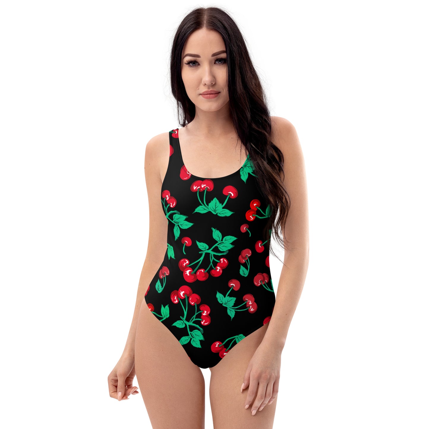Rory Black Coffee Cherry Girl One-Piece Swimsuit | Pinup Couture Swim