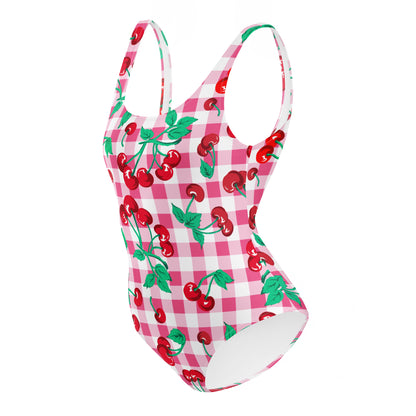 Rory Cherry Girl Pink Gingham One-Piece Swimsuit | Pinup Couture Swim