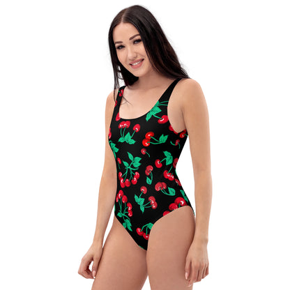 Rory Black Coffee Cherry Girl One-Piece Swimsuit | Pinup Couture Swim