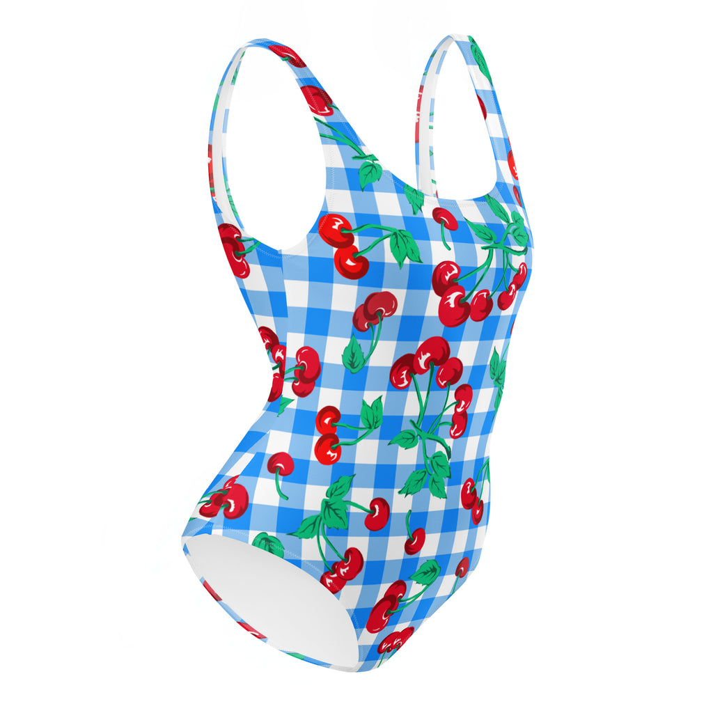 Rory Blue Gingham Cherry Girl One-Piece Swimsuit