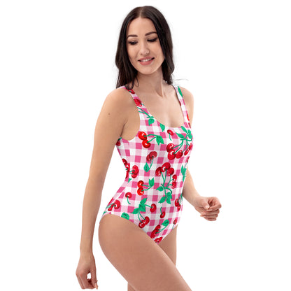 Rory Cherry Girl Pink Gingham One-Piece Swimsuit | Pinup Couture Swim