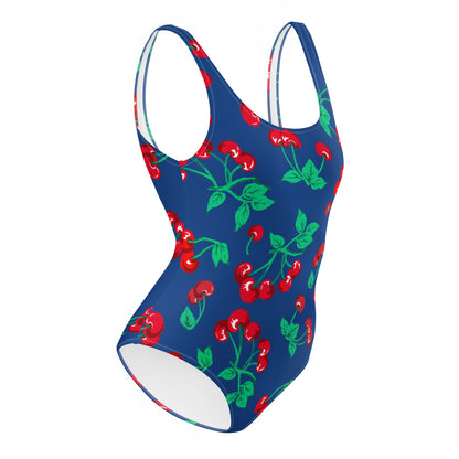 Rory Dark Blue Cherry Girl One-Piece Swimsuit | Pinup Couture Swim