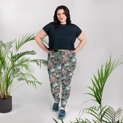 Grey J'Adore Bella Roses Plus Size Stretch Leggings | Pinup Couture Relaxed