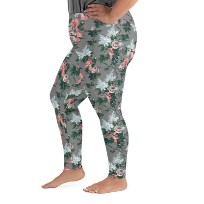 Grey J'Adore Bella Roses Plus Size Stretch Leggings | Pinup Couture Relaxed