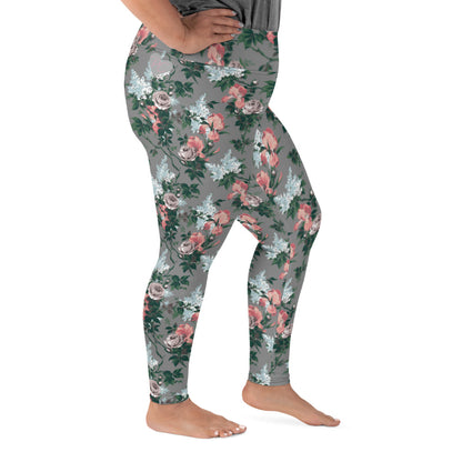 Grey J'Adore Bella Roses Plus Size Stretch Leggings | Pinup Couture Relaxed