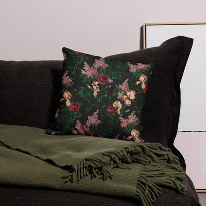 Dark Bella Roses Premium Decorative Throw Pillow | Pinup Couture Relaxed