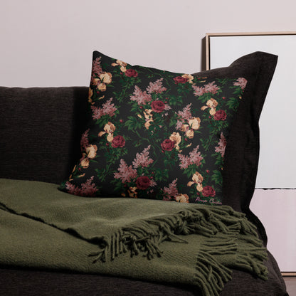 Dark Bella Roses Premium Decorative Throw Pillow | Pinup Couture Relaxed