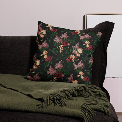 Dark Bella Roses Premium Decorative Throw Pillow | Pinup Couture Relaxed