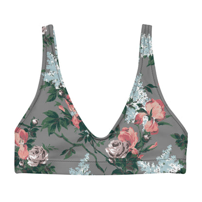 J'Adore Grey Bella Roses Recycled Bikini Swim Top | Pinup Couture Relaxed