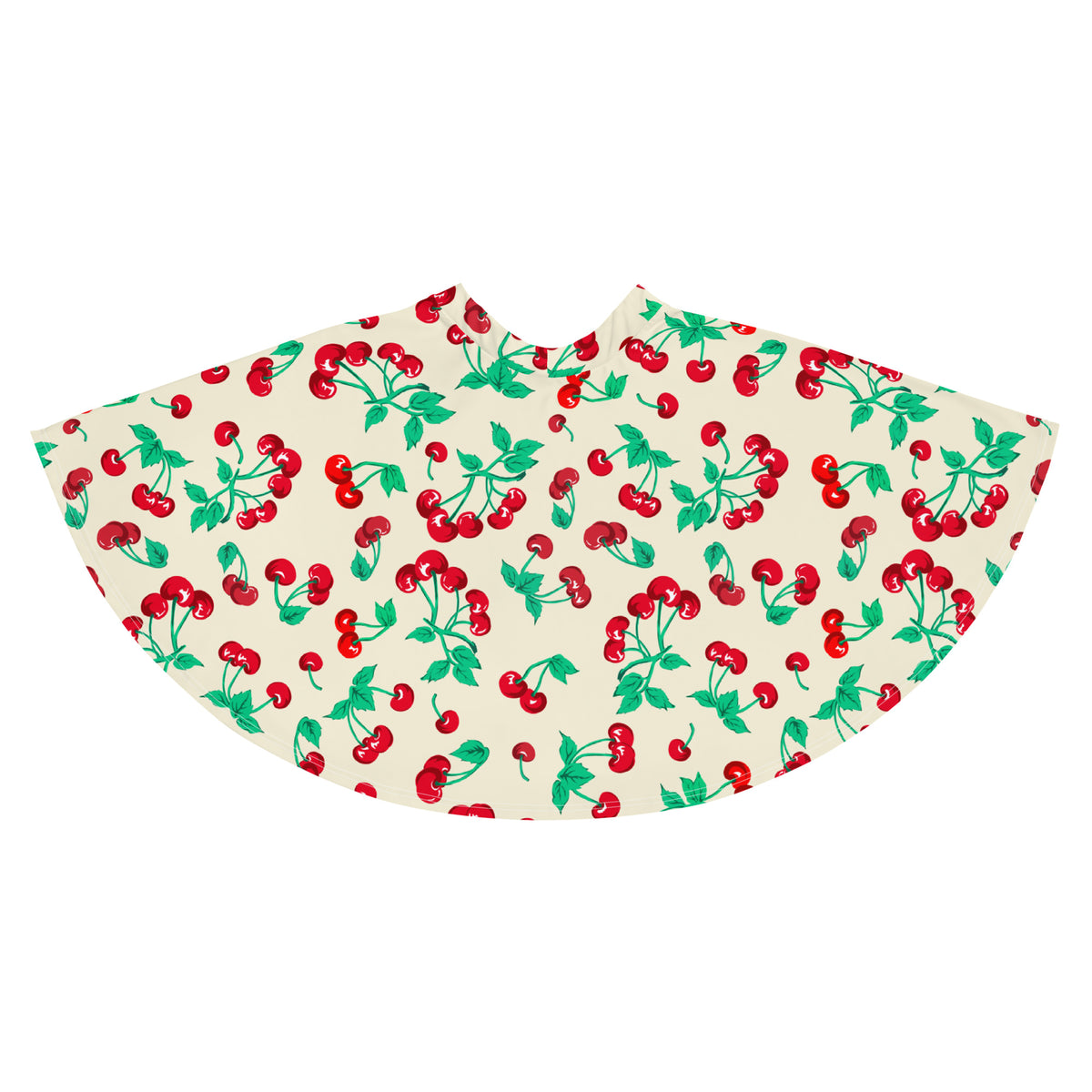 Frenchie Beach Coverup Swim Skater Skirt in Antique Ivory Cherry Girl