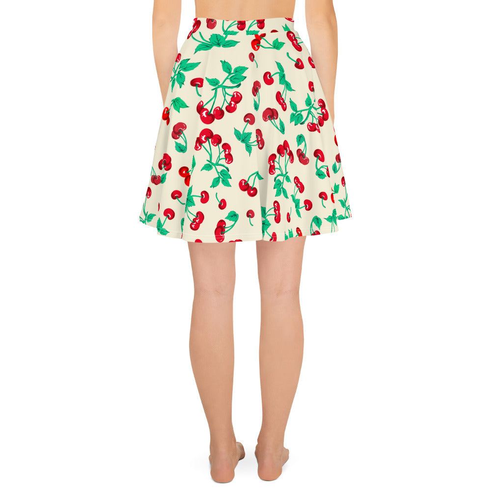 Frenchie Beach Coverup Swim Skater Skirt in Antique Ivory Cherry Girl