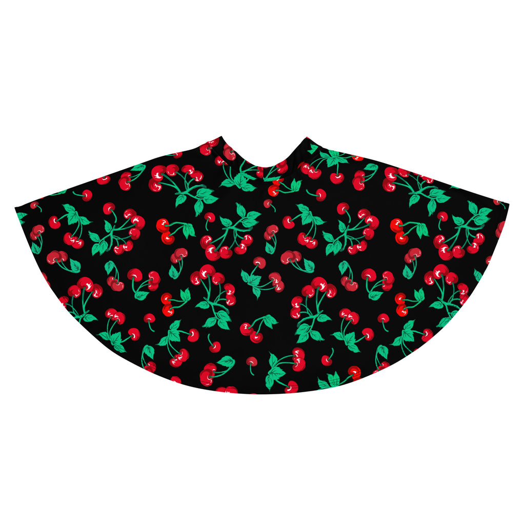 Frenchie Beach Coverup Swim Skater Skirt in Black Coffee Cherry Girl