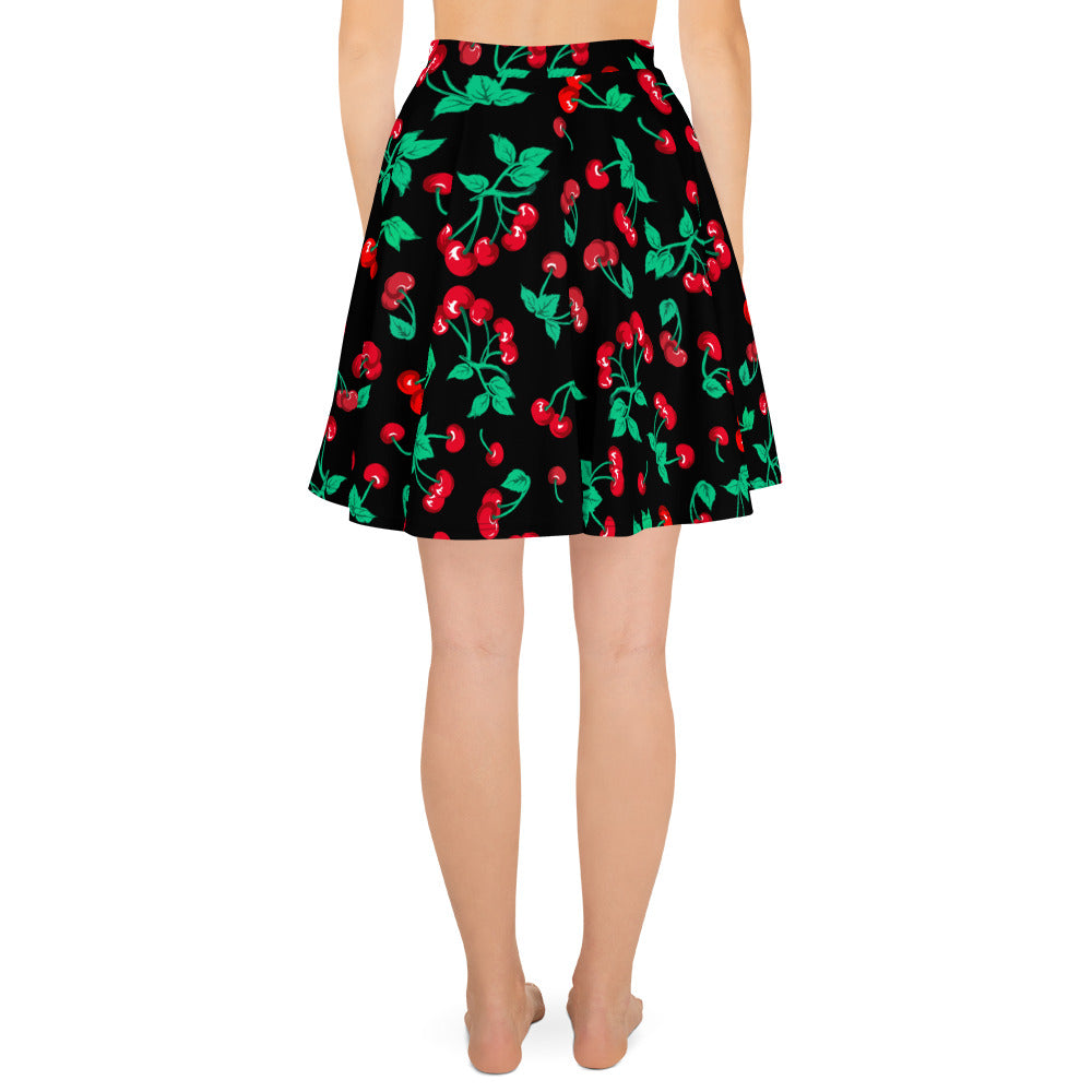 Frenchie Beach Coverup Swim Skater Skirt in Black Coffee Cherry Girl