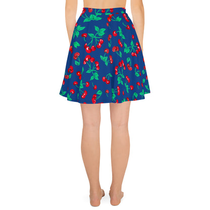 Frenchie Beach Coverup Swim Skater Skirt in Dark Blue Cherry Girl | Pinup Couture Swim