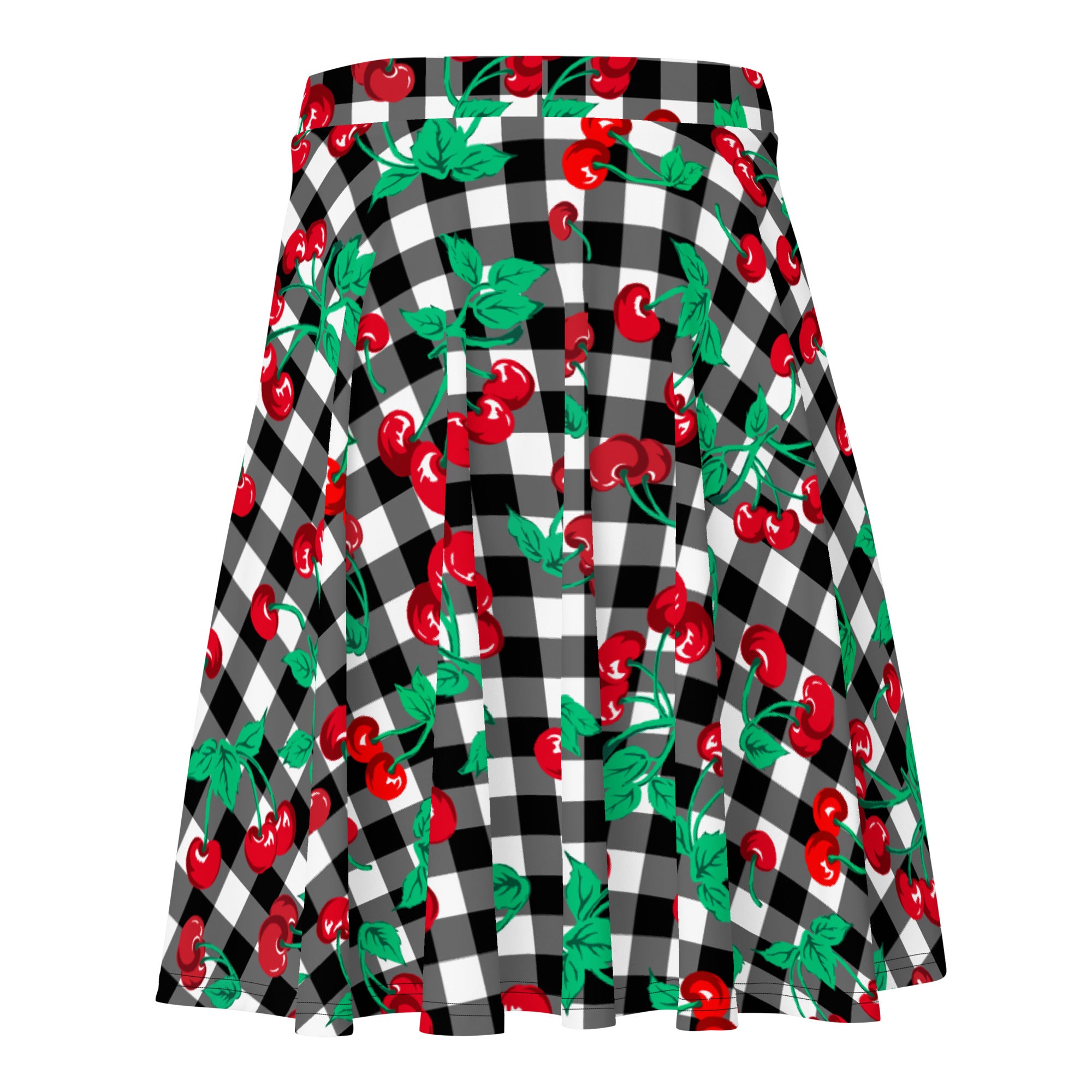 Frenchie Beach Coverup Swim Skater Skirt in Black Gingham Cherry Girl