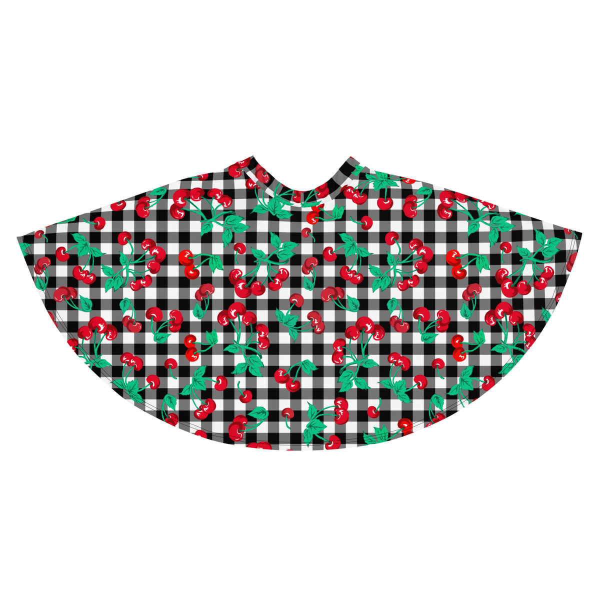 Frenchie Beach Coverup Swim Skater Skirt in Black Gingham Cherry Girl