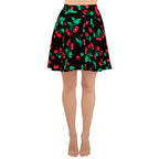 Frenchie Beach Coverup Swim Skater Skirt in Black Coffee Cherry Girl